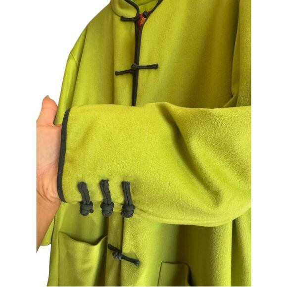 Shanghai Tang 100% Cashmere Lime Green Coat Jacket WMN's 44.100% Silk Lining - Picture 11 of 15